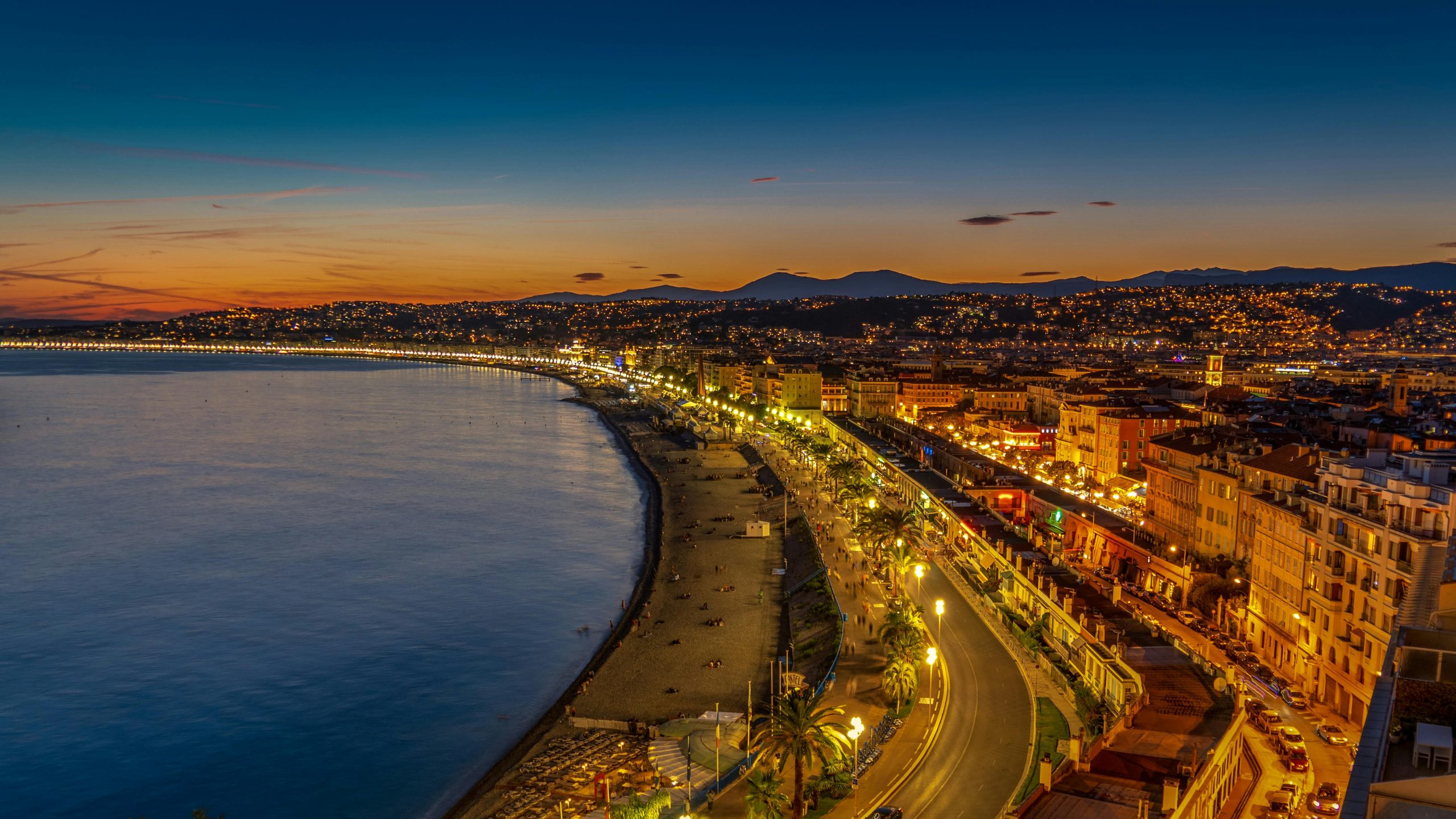 Nice France evening waterfront